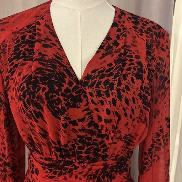 Pierre Balmain 100% mulberry silk red leopard print mini dress, M - Picture 7 of 15